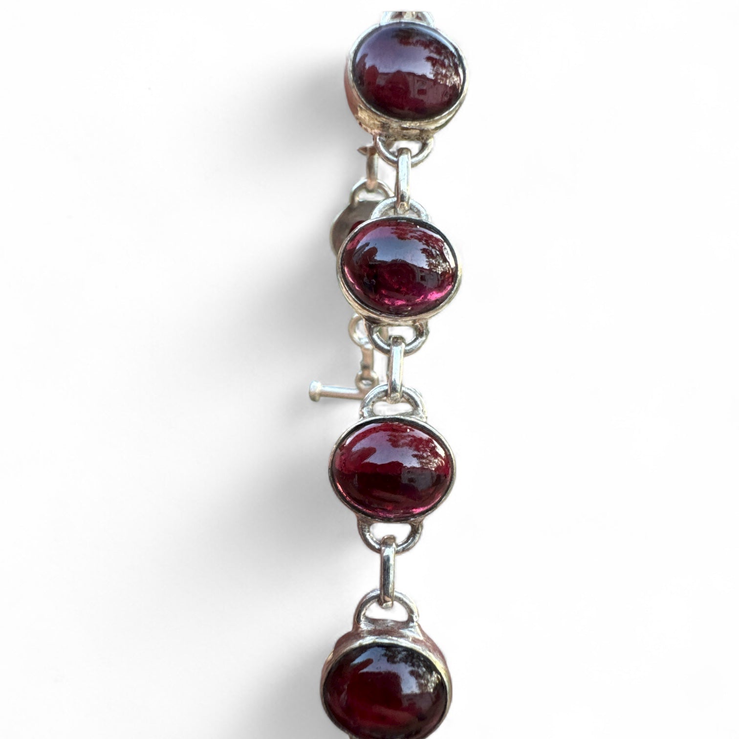 Garnet Solid 925 Sterling Silver Bracelet