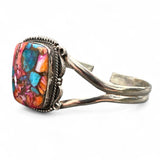 Kingman Pink Dahlia Solid 925 Sterling Silver Cuff Bracelet