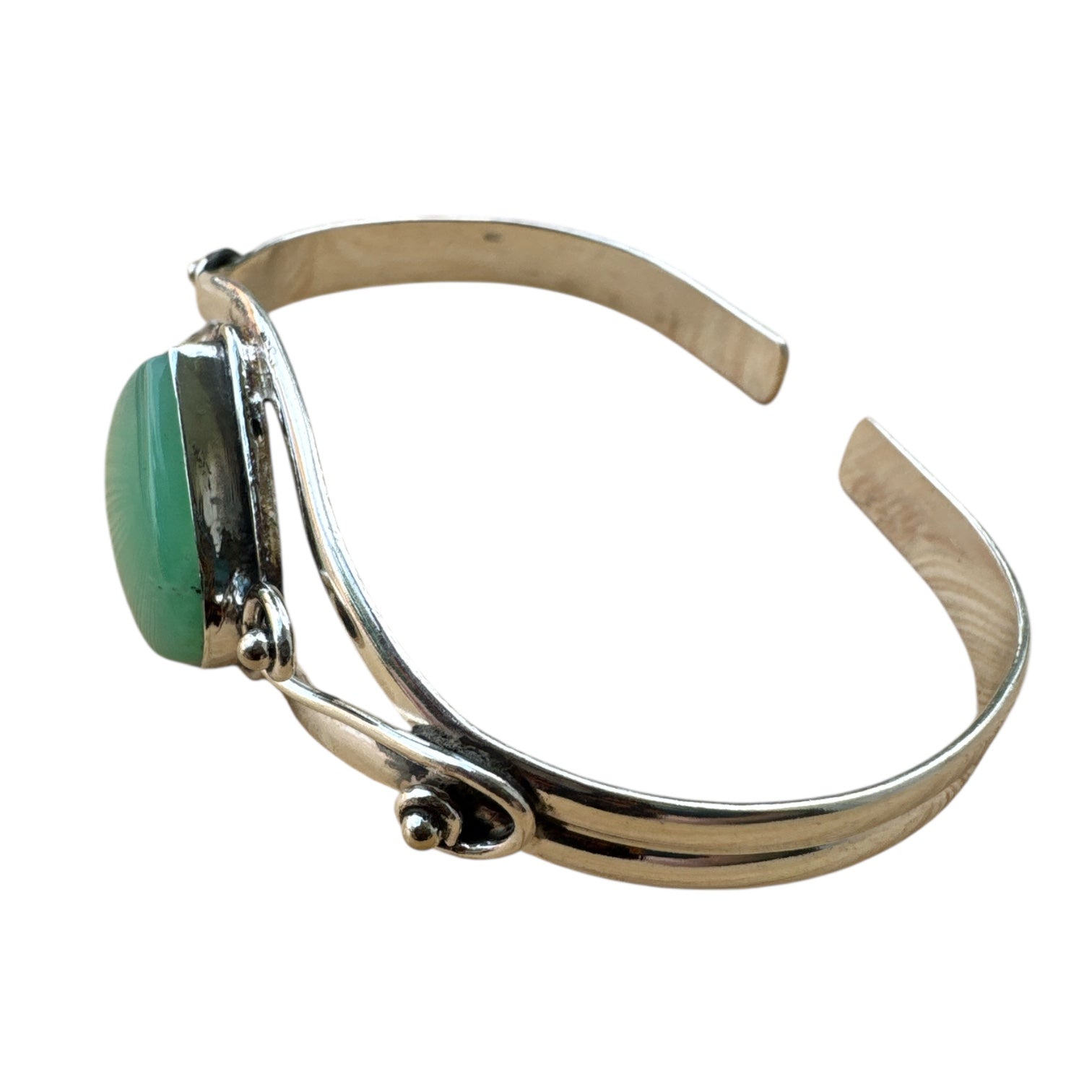 Chrysoprase Solid 925 Sterling Silver Cuff Bracelet