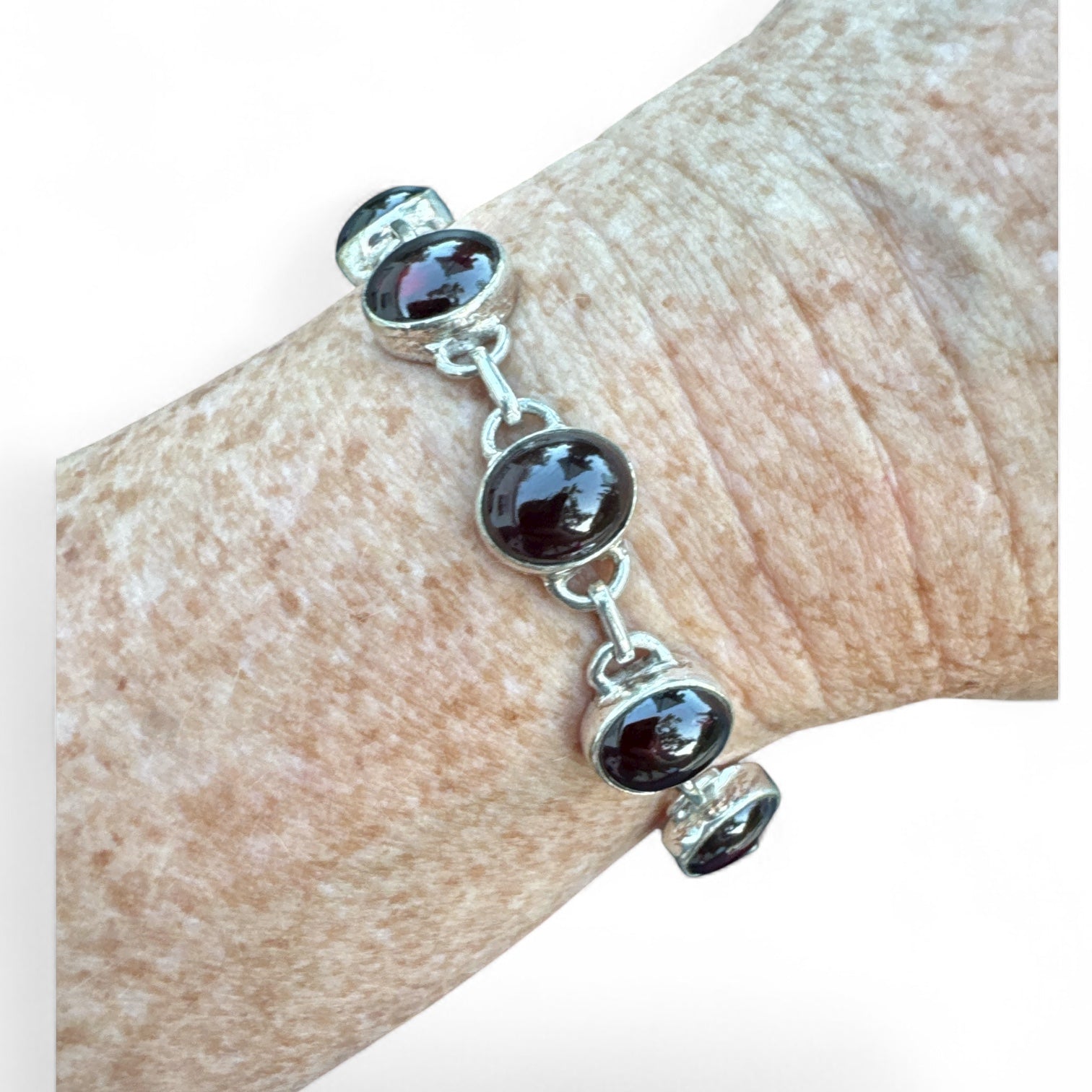 Garnet Solid 925 Sterling Silver Bracelet