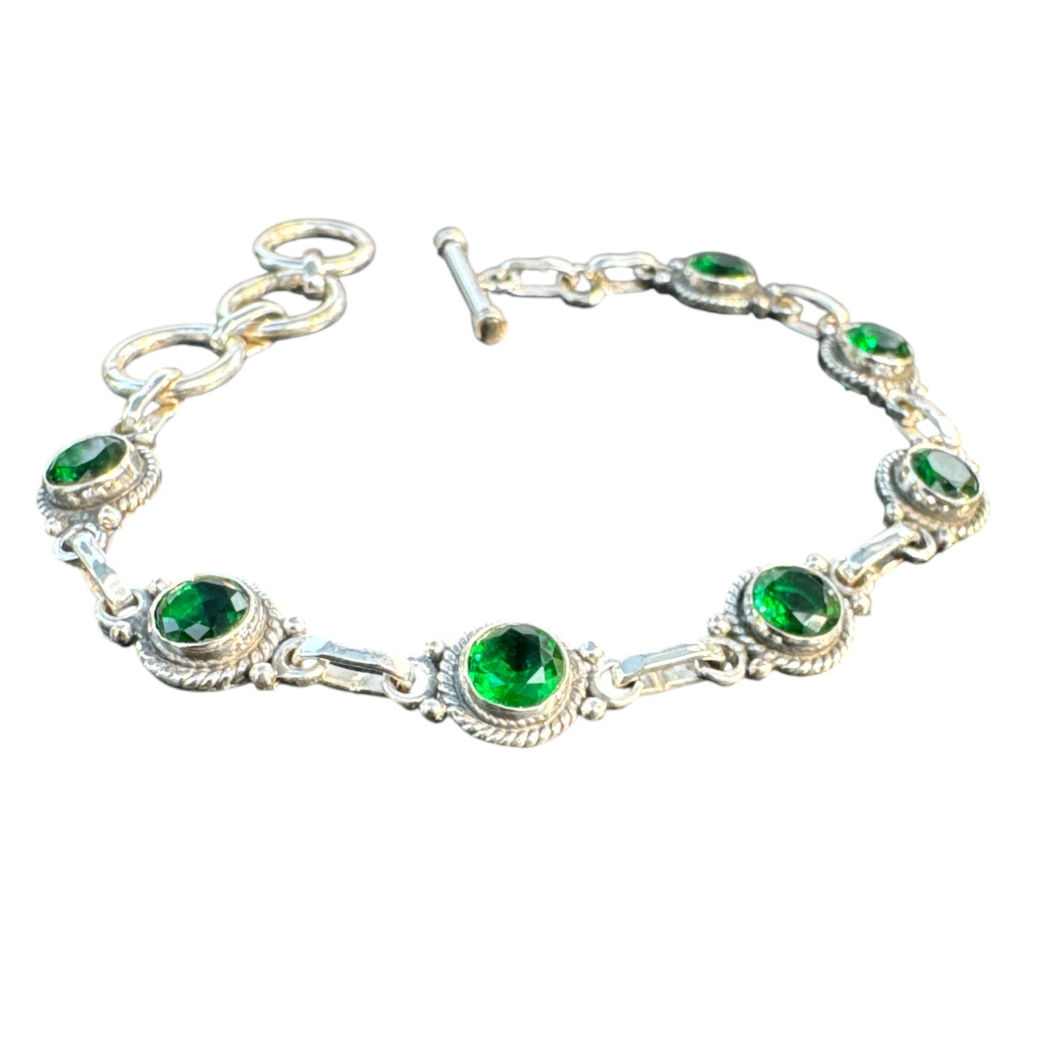 Green Onyx Solid 925 Sterling Silver Bracelet