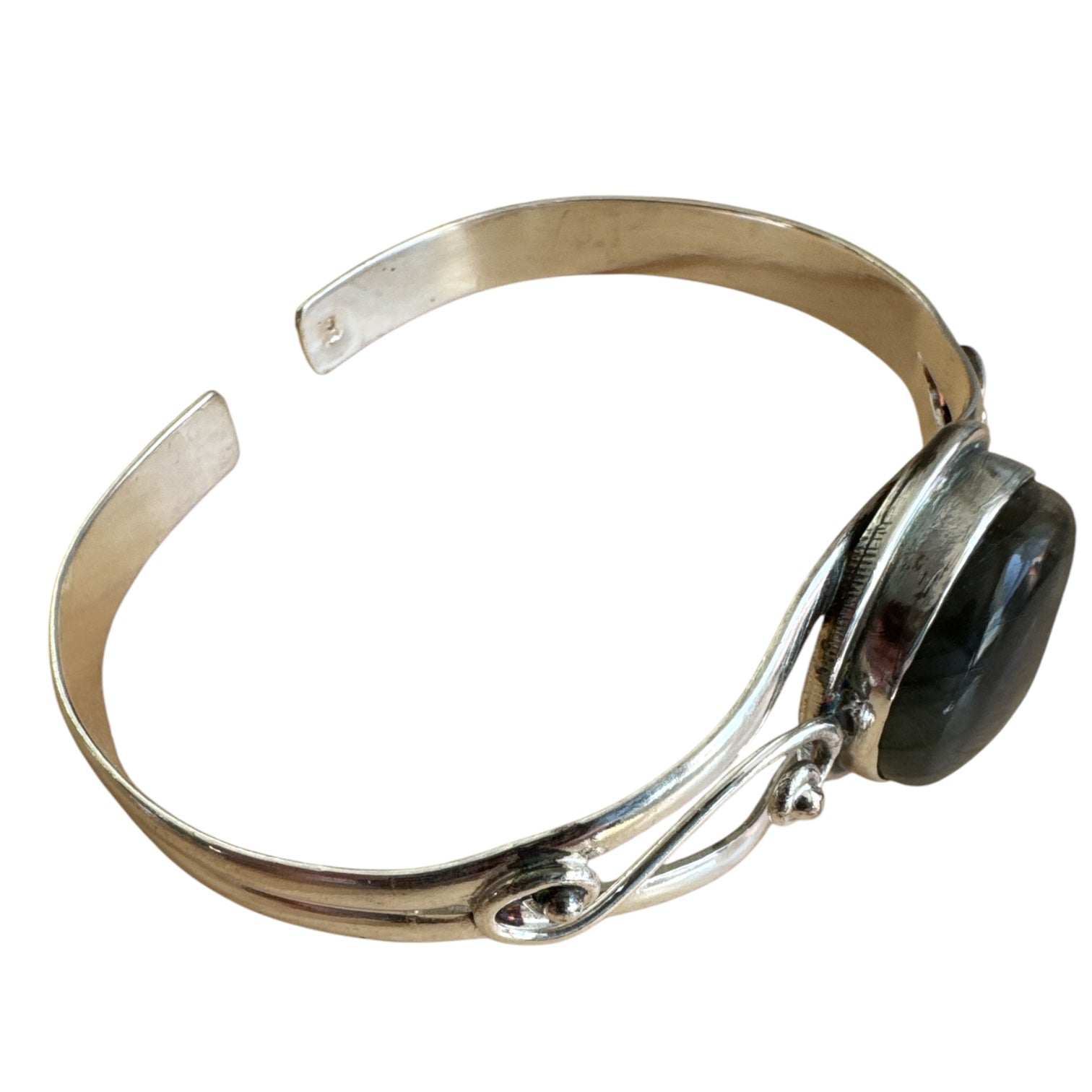 MOON Labradorite Solid 925 Sterling Silver Cuff Bracelet