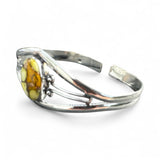 Kingman Honey Dahlia Solid 925 Sterling Silver Cuff Bracelet