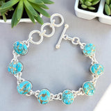 Kingman Blue Copper Turquoise Solid 925 Sterling Silver Bracelet