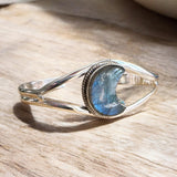 MOON Labradorite Solid 925 Sterling Silver Cuff Bracelet
