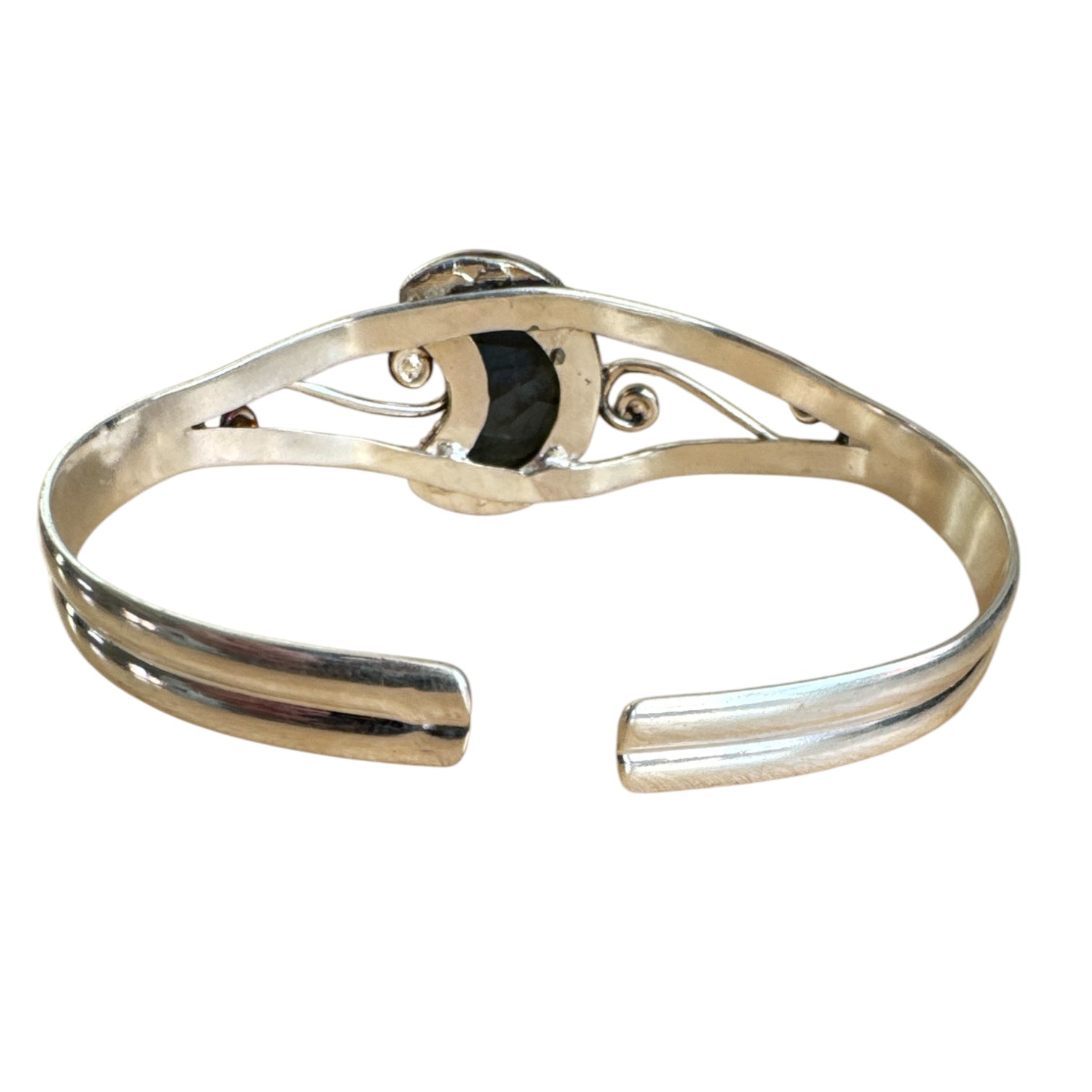 MOON Labradorite Solid 925 Sterling Silver Cuff Bracelet