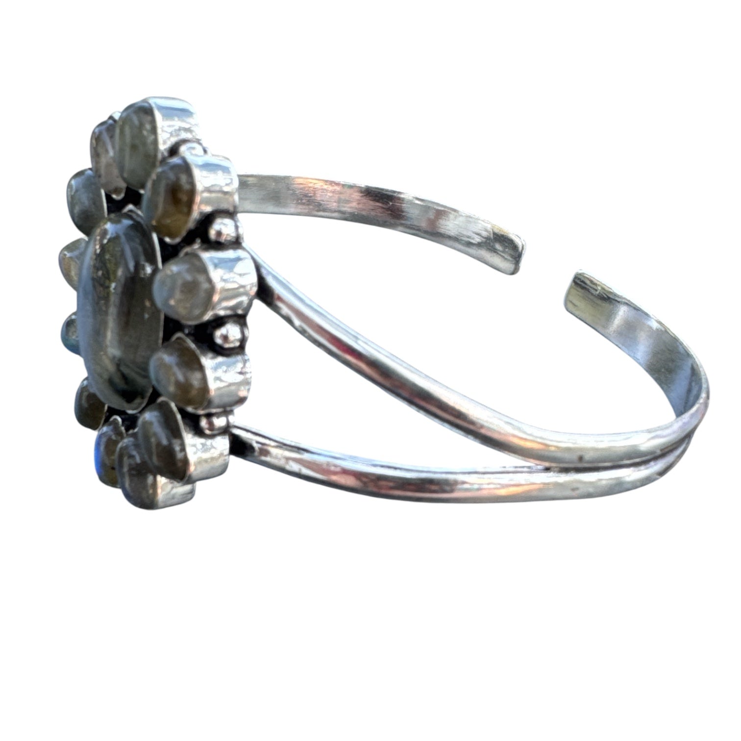 Labradorite Solid 925 Sterling Silver Cuff Bracelet