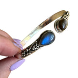 Labradorite Solid 925 Sterling Silver Bangle Bracelet