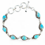 Kingman Blue Copper Turquoise Solid 925 Sterling Silver Bracelet