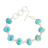 Kingman Blue Copper Turquoise Solid 925 Sterling Silver Bracelet