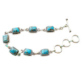 Kingman square Blue Copper Turquoise Solid 925 Sterling Silver Bracelet