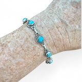 Kingman Blue Copper Turquoise Solid 925 Sterling Silver Bracelet