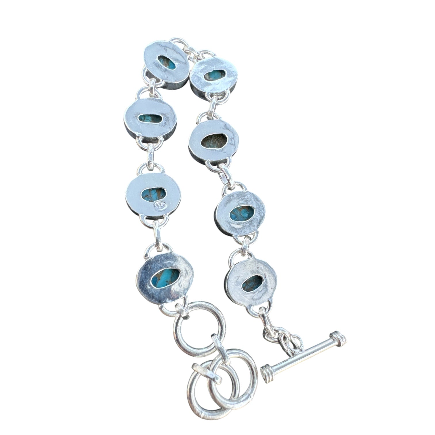 Kingman Blue Copper Turquoise Solid 925 Sterling Silver Bracelet