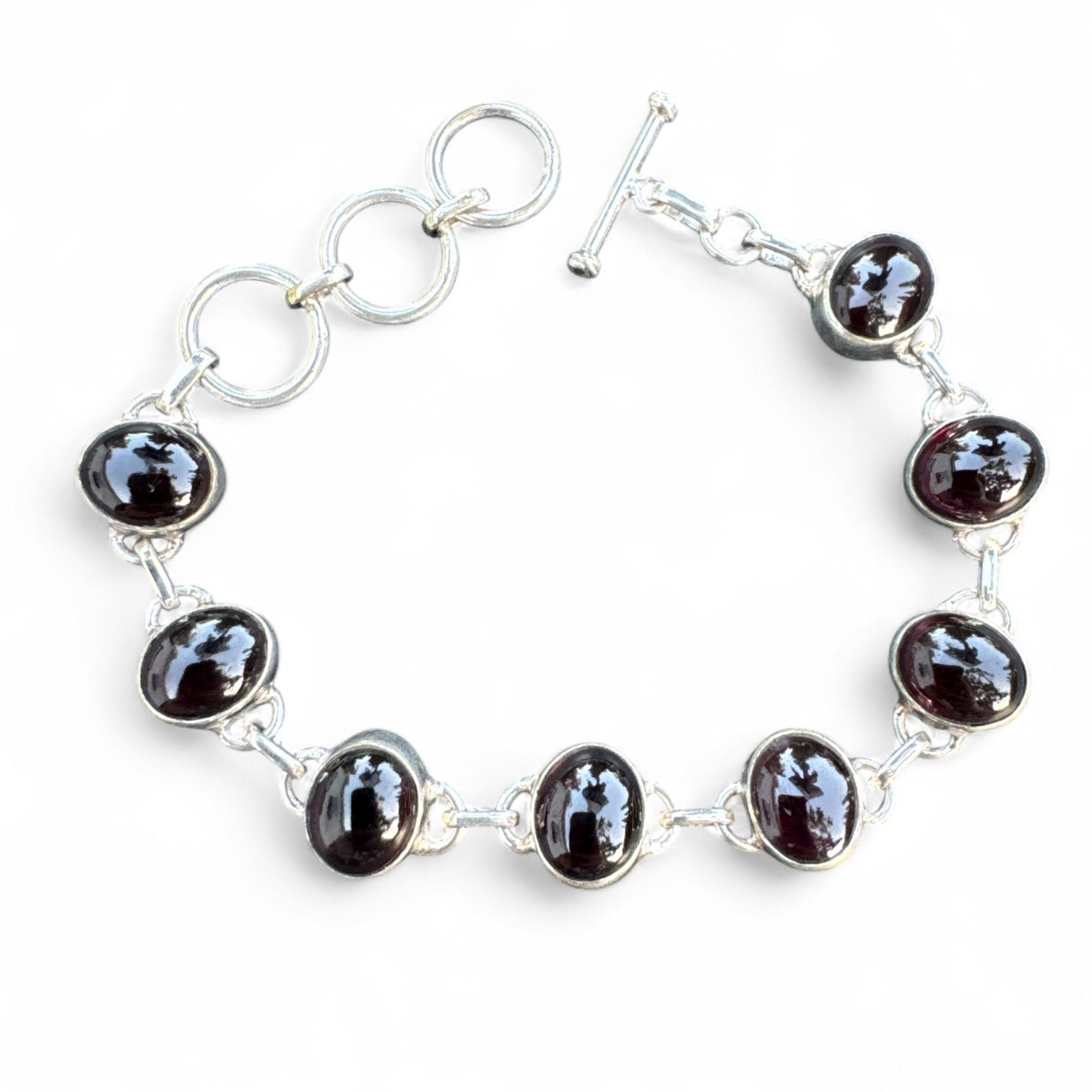 Garnet Solid 925 Sterling Silver Bracelet