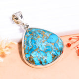 Blue Copper Turquoise  Handmade 925 Sterling Silver Pendant 1.7