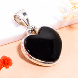 Black Onyx Heart Ethnic Handmade Jewelry 925 Sterling Silver Pendant 1.2