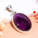 Amethyst Oval Ethnic Style Handmade Jewelry 925 Sterling Silver Pendant 1.5