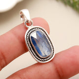 Faceted Blue Kyanite Solid 925 Sterling Silver Pendant