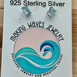 Blue Topaz Solid 925 Sterling Silver stud Earrings