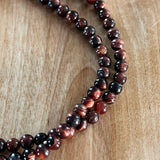 4 mm 20 inch Red Tigers Eye Beaded Necklace
