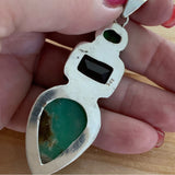 Amazonite Smoky Topaz Kingman Green Turquoise Solid 925 Sterling Silver Pendant