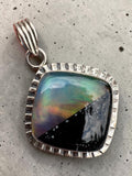 Aurora Opal Solid 925 Sterling Silver Pendant