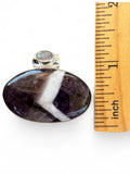 Chevron Amethyst & Moonstone Solid 925 Sterling Silver Pendant