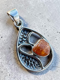 Rough Hessonite Garnet Solid 925 Sterling Silver Pendant