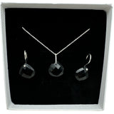 Black Onyx Solid 925 Sterling Silver Pendant Earrings Set