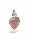 Rose Quartz & Garnet Solid 925 Sterling Silver Pendant