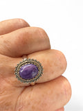 Charoite Solid 925 Sterling Silver Ring 8.5