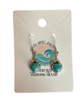 HEART Kingman Turquoise Solid 925 Sterling Silver Earrings