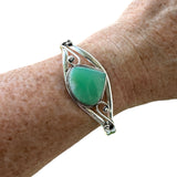 Chrysoprase Solid 925 Sterling Silver Cuff Bracelet