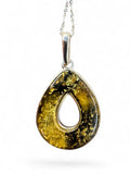 Green Baltic Amber Solid 925 Sterling Silver Necklace