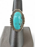 Kingman Turquoise Solid 925 Sterling Silver Ring 7