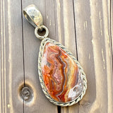 Crazy Lace Agate teardrop Solid 925 Sterling Silver Pendant