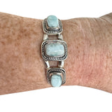 Larimar Solid 925 Sterling Silver Cuff Bracelet