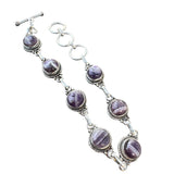 Chevron Amethyst Solid 925 Sterling Silver Bracelet