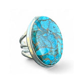 Kingman Blue Copper Turquoise Solid 925 Sterling Silver Ring 7.5