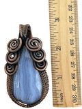 Blue Lace Agate Copper Wrapped Pendant