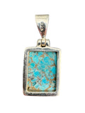 Kingman Blue Copper Turquoise Solid 925 Sterling Silver Pendant