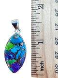 Blue, Green & Purple Turquoise Solid 925 Sterling Silver Pendant
