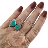 Butterfly Carved Tibetan Turquoise Solid 925 Sterling Silver Ring 6