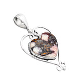 HEART Indian Blanket Jasper Solid 925 Sterling Silver Pendant