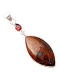 Red Moss Agate & Garnet Solid 925 Sterling Silver Pendant