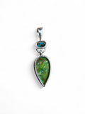 Kingman Blue & Green Mojave Turquoise Solid 925 Sterling Silver Pendant