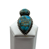 Kingman Blue Copper Turquoise Solid 925 Sterling Silver Ring 6