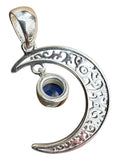 Crescent Moon Labradorite Solid 925 Sterling Silver Pendant