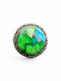 Kingman Peacock Dahlia Solid 925 Sterling Silver Ring 9