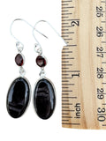 Hypersthene & Garnet Solid 925 Sterling Silver Earrings